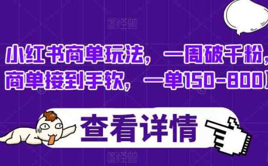 小红书商单玩法,一周破千粉,商单接到手软,一单150-800【揭秘】(揭秘小红书商单玩法一周破千粉,轻松接广告变现)