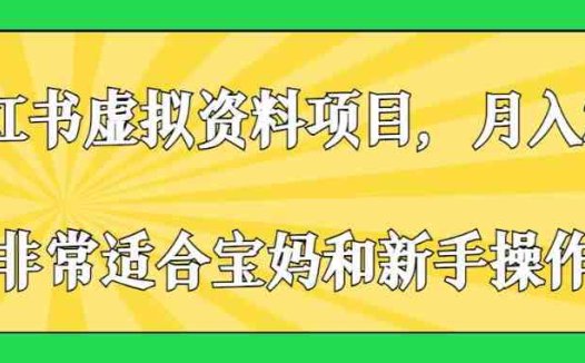 小红书虚拟资料项目，月入2w+，非常适合宝妈和新手操作【揭秘】(揭秘小红书虚拟资料项目月入2w+的简单操作方法)