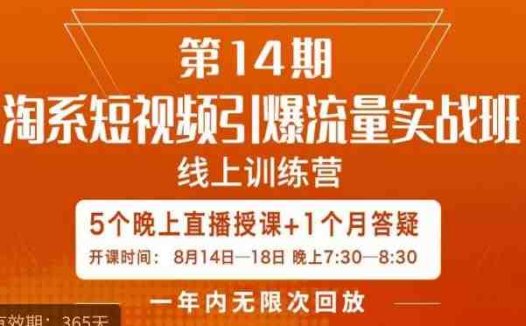 南掌柜·淘系短视频引爆流量实战班，​短视频是一个没有天花板的流量入口(深入探索短视频营销策略，助力电商流量持续增长)