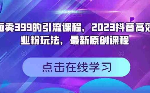 外面卖399的引流课程，2023抖音高效创业粉玩法，最新原创课程(揭秘抖音高效创业粉玩法，助你轻松获取流量)