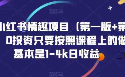 火爆小红书情趣项目（第一版+第二版），0投资只要按照课程上的做，基本是1-4k日收益