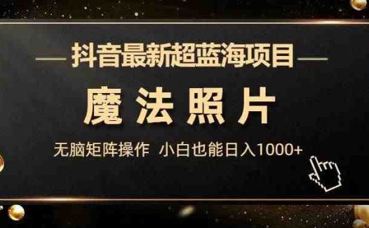 抖音最新超蓝海项目,魔法照片,无脑矩阵操作,小白也能日入1000+【揭秘】