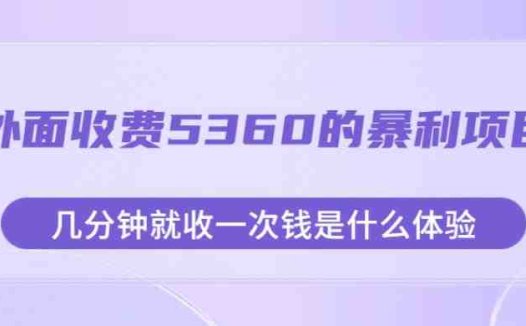 外面收费5360的暴利项目，几分钟就收一次钱是什么体验，附素材【揭秘】(揭秘高收益项目一分钟一次收款的暴利体验)