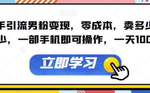 快手引流男粉变现，零成本，卖多少赚多少，一部手机即可操作，一天1000+【揭秘】