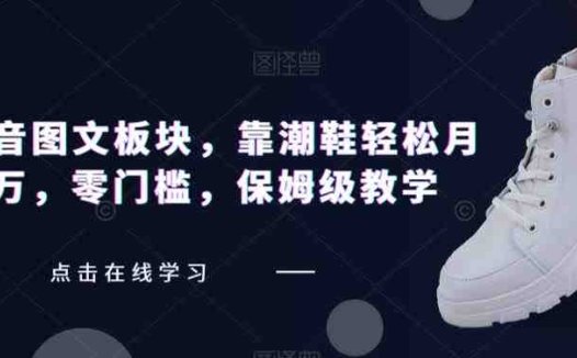 全新抖音图文板块，靠潮鞋轻松月入过万，零门槛，保姆级教学【揭秘】(揭秘全新抖音图文板块，如何靠潮鞋轻松月入过万)