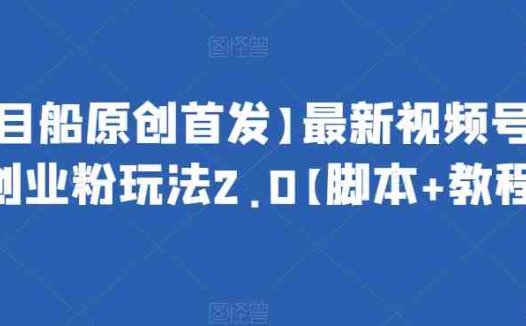 【项目船原创首发】最新视频号引流创业粉玩法2.0【脚本+教程】(探索最新视频号引流创业粉玩法2.0脚本+教程详解)