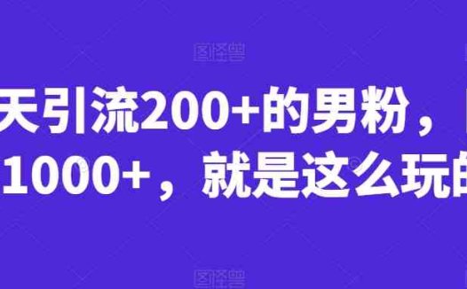 一天引流200+的男粉,日赚1000+,就是这么玩的【揭秘】(揭秘一天引流200+男粉,日赚1000+的实操策略)