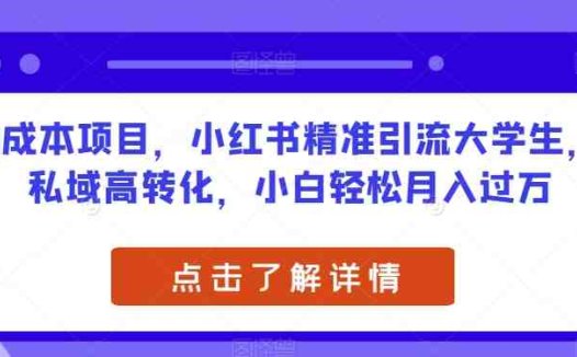 0成本项目，小红书精准引流大学生，私域高转化，小白轻松月入过万【揭秘】(“揭秘”如何利用小红书精准引流大学生，实现私域高转化和轻松月入过万)