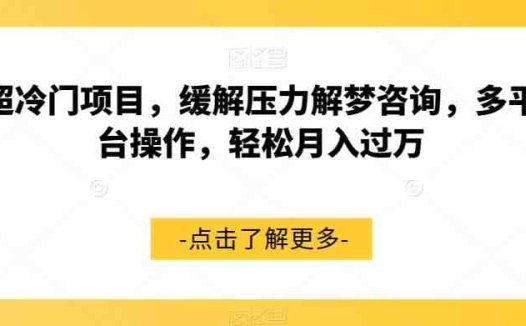 超冷门项目，缓解压力解梦咨询，多平台操作，轻松月入过万【揭秘】(探索超冷门项目缓解压力解梦咨询的市场需求与操作策略)