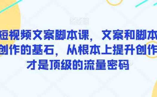 爆款短视频文案脚本课,文案和脚本是短视频创作的基石,从根本上提升创作能力才是顶级的流量密码(掌握这些短视频文案脚本技巧,让你的创作能力飞跃拉尼亚凯亚超星系团!)