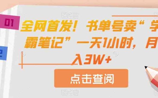 全网首发！书单号卖“学霸笔记”一天1小时，月入3W+【揭秘】(揭秘“书单号卖学霸笔记”项目一天1小时，月入3W+)