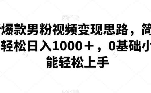 全新爆款男粉视频变现思路，简单粗暴，轻松日入1000＋，0基础小白也能轻松上手(全新爆款男粉视频变现思路简单易行，轻松日入1000＋)