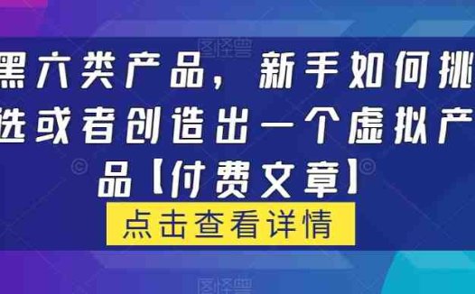 黑六类虚拟产品,新手如何挑选或者创造出一个虚拟产品【付费文章】(探索黑六类虚拟产品新手如何挑选和创造知识付费产品)
