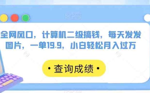 全网风口，计算机二级搞钱，每天发发图片，一单19.9，小白轻松月入过万【揭秘】(揭秘计算机二级考试如何成为月入过万的风口项目)