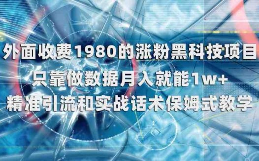 外面收费1980的涨粉黑科技项目，只靠做数据月入就能1w+【揭秘】(揭秘涨粉黑科技项目，轻松实现月入过万)