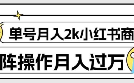 外面收费1980的小红书商单保姆级教程，单号月入2k，矩阵操作轻松月入过万(揭秘小红书商单项目保姆级教程助你轻松月入过万)