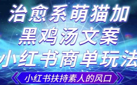 治愈系萌猫加+黑鸡汤文案，小红书商单玩法，3~10天涨到1000粉，一单200左右(小红书商单玩法利用治愈系萌猫和黑鸡汤文案快速涨粉)