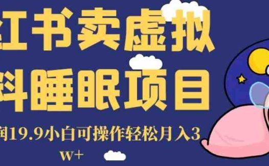 小红书卖虚拟资料睡眠项目，一单利润19.9小白可操作轻松月入3w+【揭秘】(揭秘小红书上的虚拟资料睡眠项目轻松月入3w+)