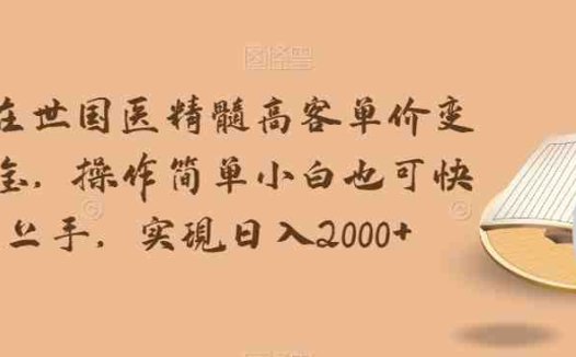 华佗在世国医精髓高客单价变现吸金，操作简单小白也可快速上手，实现日入2000+【揭秘】(揭秘华佗在世国医精髓高客单价变现吸金的实操指南)