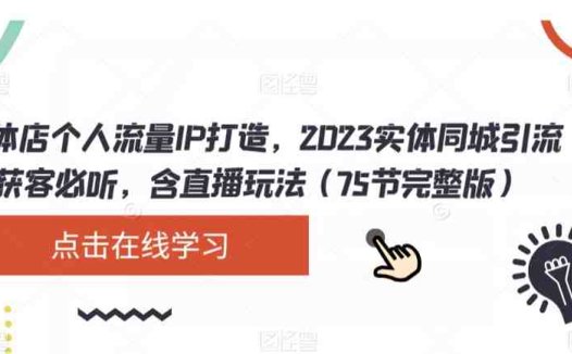 实体店个人流量IP打造,2023实体同城引流获客必听,含直播玩法(75节完整版)(2023实体同城引流获客全攻略从人设定位到抖音团购实战技巧)