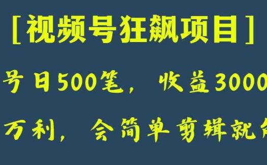 日收款500笔，纯利润3000+，视频号狂飙项目，会简单剪辑就能做【揭秘】(【揭秘】视频号狂飙项目简单剪辑，日收款500笔，纯利润3000+)