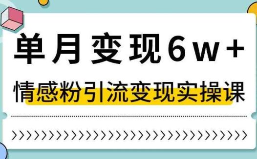 单月变现6W+，抖音情感粉引流变现实操课”小白也能轻松上手的独家赛道)