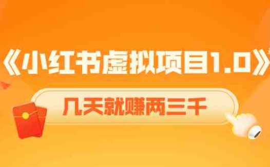 《小红书虚拟项目1.0》账号注册+养号+视频制作+引流+变现，几天就赚两三千(《小红书虚拟项目1.0》实操教程助力快速盈利)