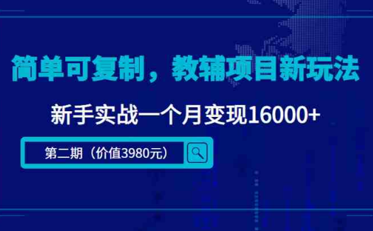 简单可复制,教辅项目新玩法,新手实战一个月变现16000+(第2期+课程+资料)(新手实战一个月变现16000+的教辅项目新玩法揭秘)