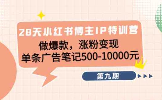 28天小红书博主IP特训营《第9期》做爆款，涨粉变现 单条广告笔记500-10000(小红书博主IP特训营《第9期》打造爆款内容，实现粉丝增长与变现)