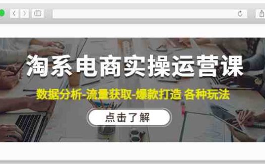 淘系电商实操运营课：数据分析-流量获取-爆款打造 各种玩法（63节）(淘系电商实操运营课全面解析数据分析、流量获取和爆款打造策略)