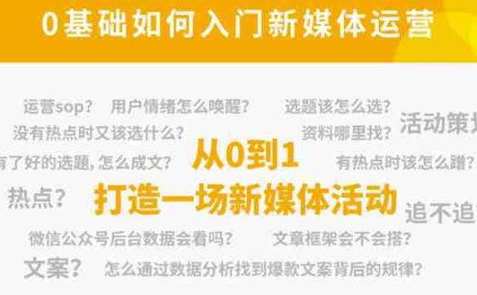 新媒体运营系列课，课程零基础入门，解锁高薪职业必备的四项技能(解锁高薪职业必备技能，成为新媒体运营高手！)