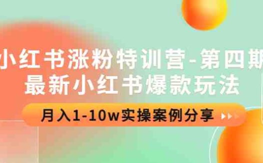 小红书涨粉特训营-第四期：最新小红书爆款玩法，月入1-10w实操案例分享(小红书涨粉特训营-第四期深度解析爆款玩法与实操案例分享)