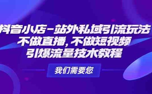 抖音小店-站外私域引流玩法引爆流量技术教程详解”)