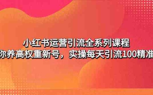 小红书运营引流全系列课程：教你养高权重新号，实操每天引流100精准粉(掌握小红书运营技巧，实现高效引流与粉丝增长)