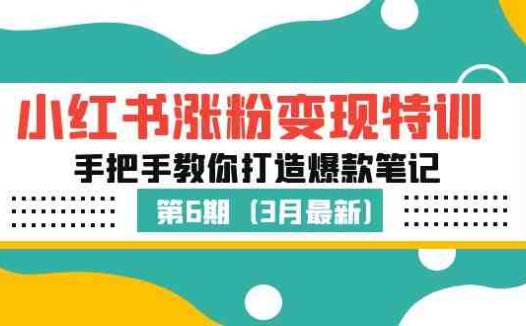 小红书涨粉变现特训·第6期,手把手教你打造爆款笔记(3月新课)(小红书涨粉变现特训·第6期手把手教你打造爆款笔记)