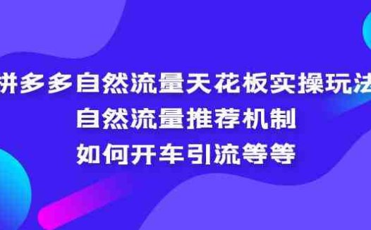 拼多多自然流量天花板实操玩法:自然流量推荐机制,如何开车引流等等(深度解析拼多多自然流量实操策略及引流技巧)