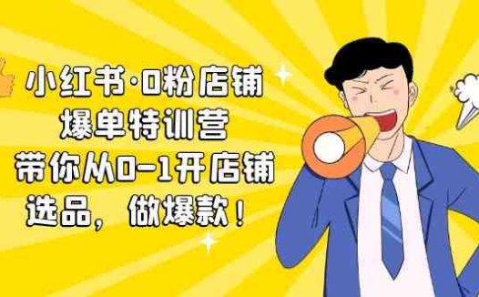 小红书·0粉店铺爆单特训营 带你从0-1开店铺，选品，做爆款（课程+工具包）(小红书“0粉店铺爆单特训营”一站式解决开店、选品、做爆款难题)