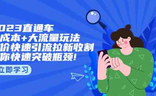 2023直通小成本+大流量玩法,低价快速引流拉新收割,让你快速突破瓶颈!(探索2023年低成本高流量营销策略,助力企业快速成长。)