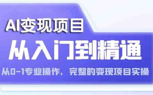 AI从入门到精通 从0-1专业操作,完整的变现项目实操(视频+文档)