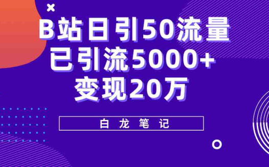 B站日引50+流量,实战已引流5000+变现20万,超级实操课程”)