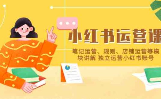 小红书·运营课，笔记运营、规则、店铺运营等模块讲解 独立运营小红书账号(全面掌握小红书运营技巧，实现独立运营)