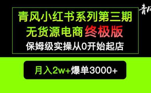 小红书无货源电商爆单终极版【视频教程+实战手册】保姆级实操从0起店爆单(小红书无货源电商爆单终极版教程从0起店，实现日入500+爆单3000+)