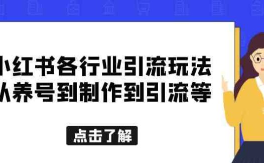小红书各行业引流玩法，从养号到制作到引流等，一条龙分享给你(“小红书创业女粉引流攻略从养号到制作到引流的一条龙分享”)
