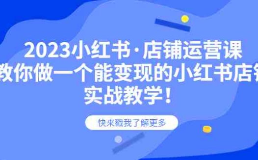 2023小红书·店铺运营课，教你做一个能变现的小红书店铺，20节-实战教学(掌握小红书店铺运营全攻略，实现高效变现)