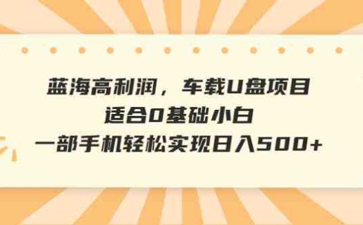 蓝海高利润，车载U盘项目，适合0基础小白，一部手机轻松实现日入500+(《蓝海暴利项目车载音乐U盘，一部手机轻松实现日入500+》)