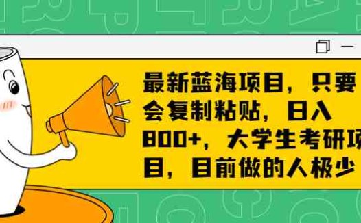 最新蓝海项目，只要会复制粘贴，日入800+，大学生考研项目，目前做的人极少(最新蓝海项目，轻松日入800+，大学生考研项目，市场空间大，机会难得！)