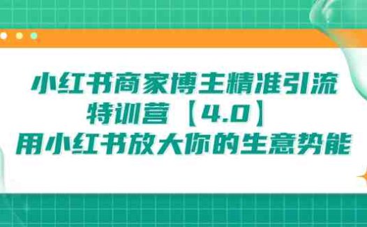 小红书商家 博主精准引流特训营【4.0】用小红书放大你的生意势能(小红书商家博主精准引流特训营【4.0】提升你的商业影响力)