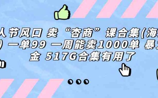 情人节风口 卖“杏商”课合集(海王秘籍) 一单99 一周能卖1000单 暴…(情人节商机杏商课程合集（海王秘籍）的盈利策略)