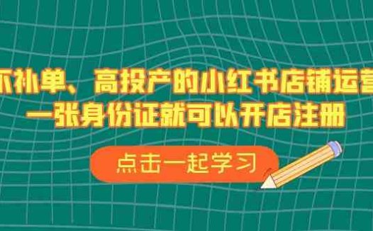 不补单、高投产的小红书店铺运营，一张身份证就可以开店注册（33节课）(掌握小红书店铺运营全攻略，实现高效投产)