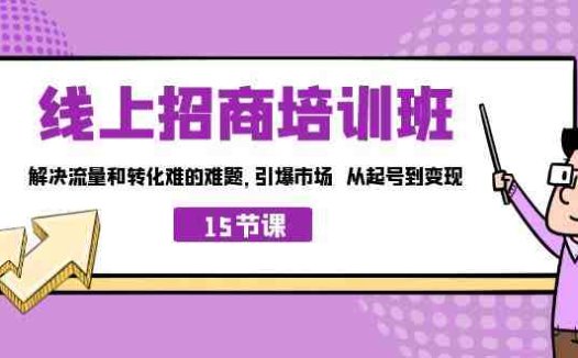线上·招商培训班，解决流量和转化难的难题 引爆市场 从起号到变现（15节）(从起号到变现线上招商培训班助您轻松应对流量和转化难题)